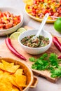 Homemade Chimichurri - traditional Argentine condiment, for barbecue meat or salad dressing Royalty Free Stock Photo