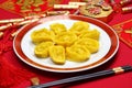 Homemade chinese gold ingot dumplings Royalty Free Stock Photo