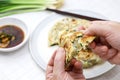 Homemade Chinese green onion pancakes. Royalty Free Stock Photo