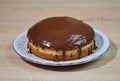 Homemade Chocolate Boston Cream Pie. Ready to Eat. Royalty Free Stock Photo
