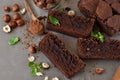 Homemade chocolate brownies with nuts Royalty Free Stock Photo