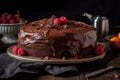 Homemade chocolate cake fruits. Generate Ai