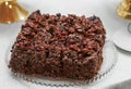 Homemade chocolate cake with nuts Royalty Free Stock Photo