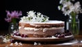 Homemade chocolate cheesecake with fresh berries, whipped cream indulgence generated by AI Royalty Free Stock Photo