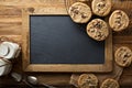 Homemade chocolate chip cookies with milk Royalty Free Stock Photo