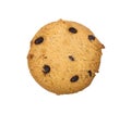 Homemade chocolate chips cookies on white background in top view, clippoing paths