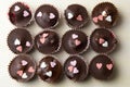 Homemade chocolate with decorative hearts Royalty Free Stock Photo