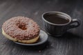 Chocolate donut,traditional Polish donut,a donut for an old recipe,home donut Royalty Free Stock Photo