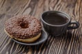 Chocolate donut,traditional Polish donut,a donut for an old recipe,home donut Royalty Free Stock Photo