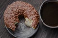 Chocolate donut,traditional Polish donut,a donut for an old recipe,home donut Royalty Free Stock Photo