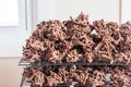 Homemade chocolate haystack cookies on a cooling rack Royalty Free Stock Photo