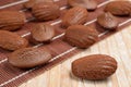 Chocolate Madeleines on brown tablemat Tabletop