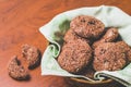 Homemade chocolate oatmeal cookies with white and black sesame seeds