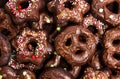 Homemade chocolate pretzel snacks top view