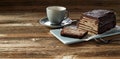 Homemade chocolate snack on wooden table