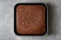 Homemade chocolate sponge cake on light grey table, top view Royalty Free Stock Photo