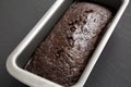 Homemade Chocolate Zucchini Bread on a black background, side view Royalty Free Stock Photo