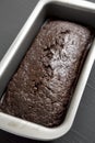 Homemade Chocolate Zucchini Bread on a black surface, side view. Close-up Royalty Free Stock Photo