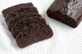 Homemade Chocolate Zucchini Bread on cloth, side view Royalty Free Stock Photo