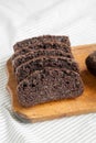 Homemade Chocolate Zucchini Bread on a rustic wooden board, side view Royalty Free Stock Photo