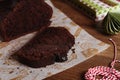 Homemade Chocolate Zucchini Cake with chocolate chips Royalty Free Stock Photo