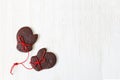 Homemade Christmas chocolate cookies on white wooden table. Royalty Free Stock Photo