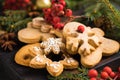 Homemade Christmas cookies on a wooden background Royalty Free Stock Photo