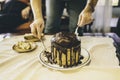 Homemade christmas panettone chocolate cake