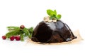 Homemade Christmas pudding isolated on white Royalty Free Stock Photo