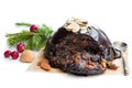 Homemade Christmas pudding isolated on white Royalty Free Stock Photo