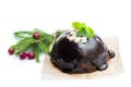 Homemade Christmas pudding isolated on white Royalty Free Stock Photo
