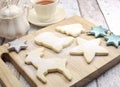 Homemade Christmas shortbread cookies on board Royalty Free Stock Photo