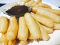 Homemade churros with chocolate