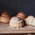 homemade cinnamon roll and butter cream