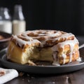 Homemade cinnamon rolls on a wooden table. Selective focus. Royalty Free Stock Photo