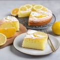 Homemade citrus pastries lemon cake on table