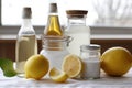 homemade cleaning products demonstration, with step-by-step instructions and ingredients listed
