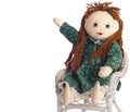 Homemade Cloth Doll Points Toward Copy Space