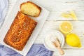 Homemade coconut citrus cake with lemon syrup Royalty Free Stock Photo