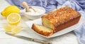 Homemade coconut citrus cake with lemon syrup Royalty Free Stock Photo
