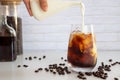 Homemade cold brew coffee with milk Royalty Free Stock Photo