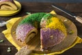 Homemade Colorful Mardi Gras King Cake