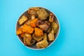 Homemade Cooked Sweet Potato with spices and herbs in smal bowl Royalty Free Stock Photo