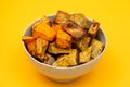 Homemade Cooked Sweet Potato with spices and herbs in smal bowl Royalty Free Stock Photo