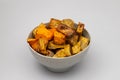 Homemade Cooked Sweet Potato with spices and herbs in smal bowl Royalty Free Stock Photo