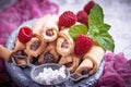 Homemade cookies bagels with raspberry jam Royalty Free Stock Photo