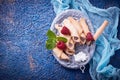 Homemade cookies bagels with raspberry jam Royalty Free Stock Photo