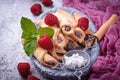 Homemade cookies bagels with raspberry jam Royalty Free Stock Photo