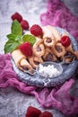 Homemade cookies bagels with raspberry jam Royalty Free Stock Photo