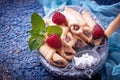 Homemade cookies bagels with raspberry jam Royalty Free Stock Photo